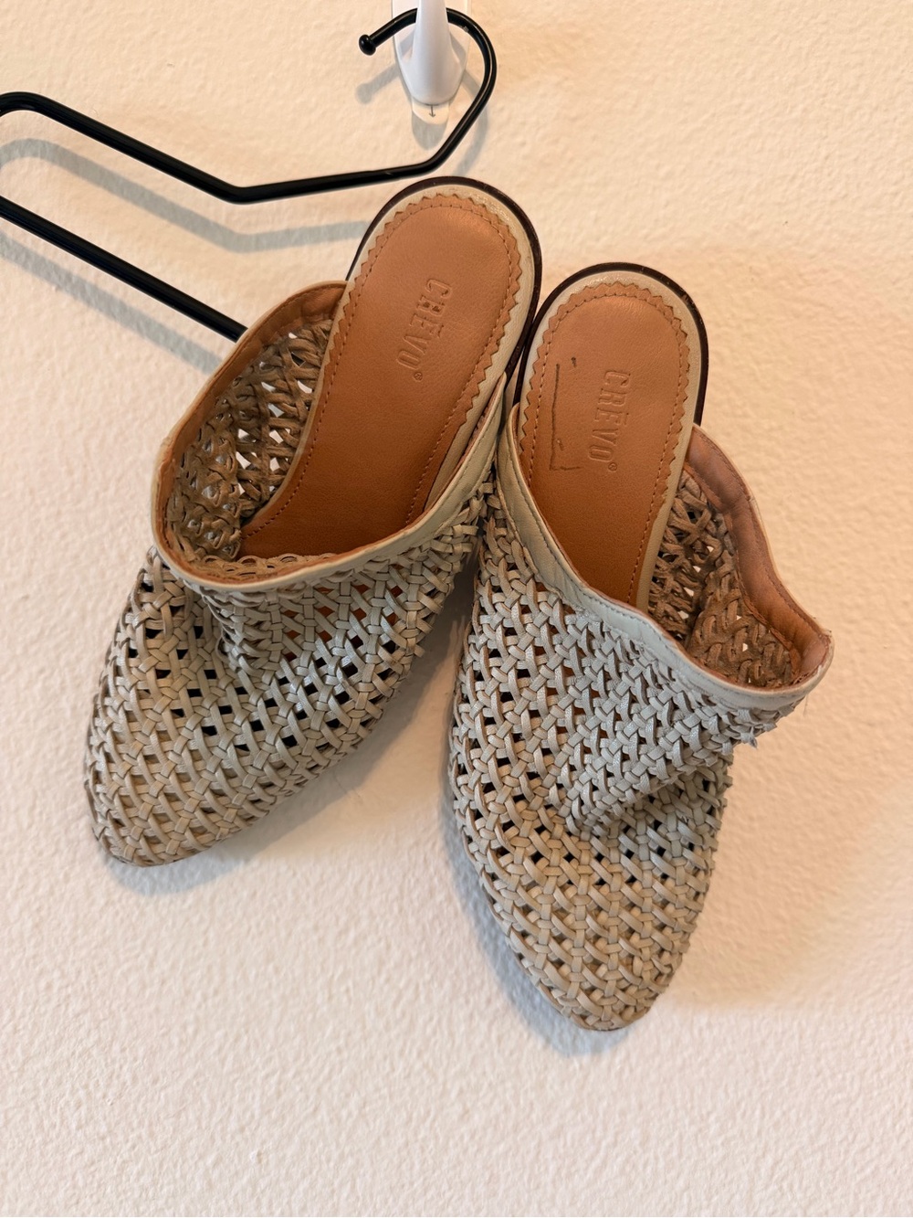 Crevo Woven Slip-On Mule in Beige Tan